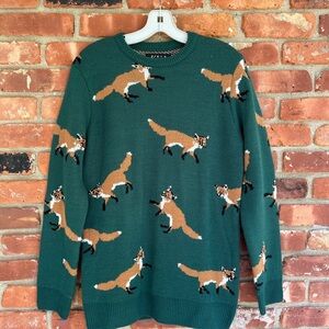 Crewneck Sweater with Fox Pattern